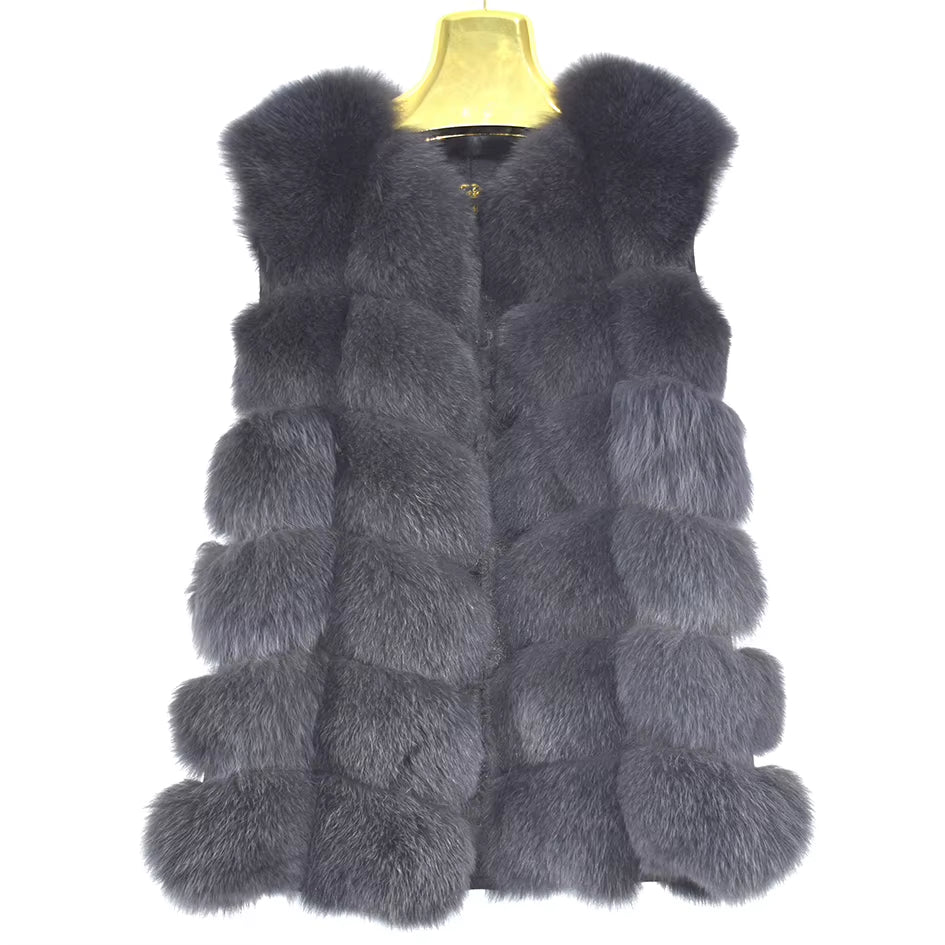 Women'S Red Fox Fur Vest, Real Fox Fur Vest, Warm Casual Fashion, European Style, Street Style, New, Autumn and Winter