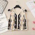 Women Floral Crochet Vest Button-Up Open Work Sleeveless Jacket Knitted Waistcoat Top Boho Vacation Spring Summer 2026