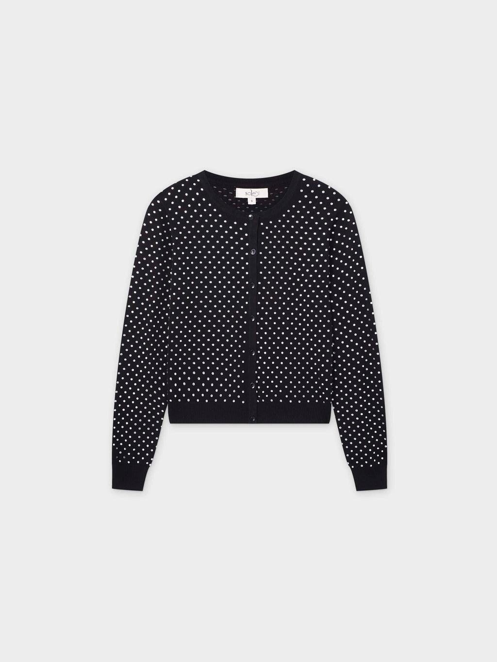 Open Knit Diamond Crew Cardigan-Silver-0