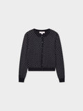 Open Knit Diamond Crew Cardigan-Silver-0