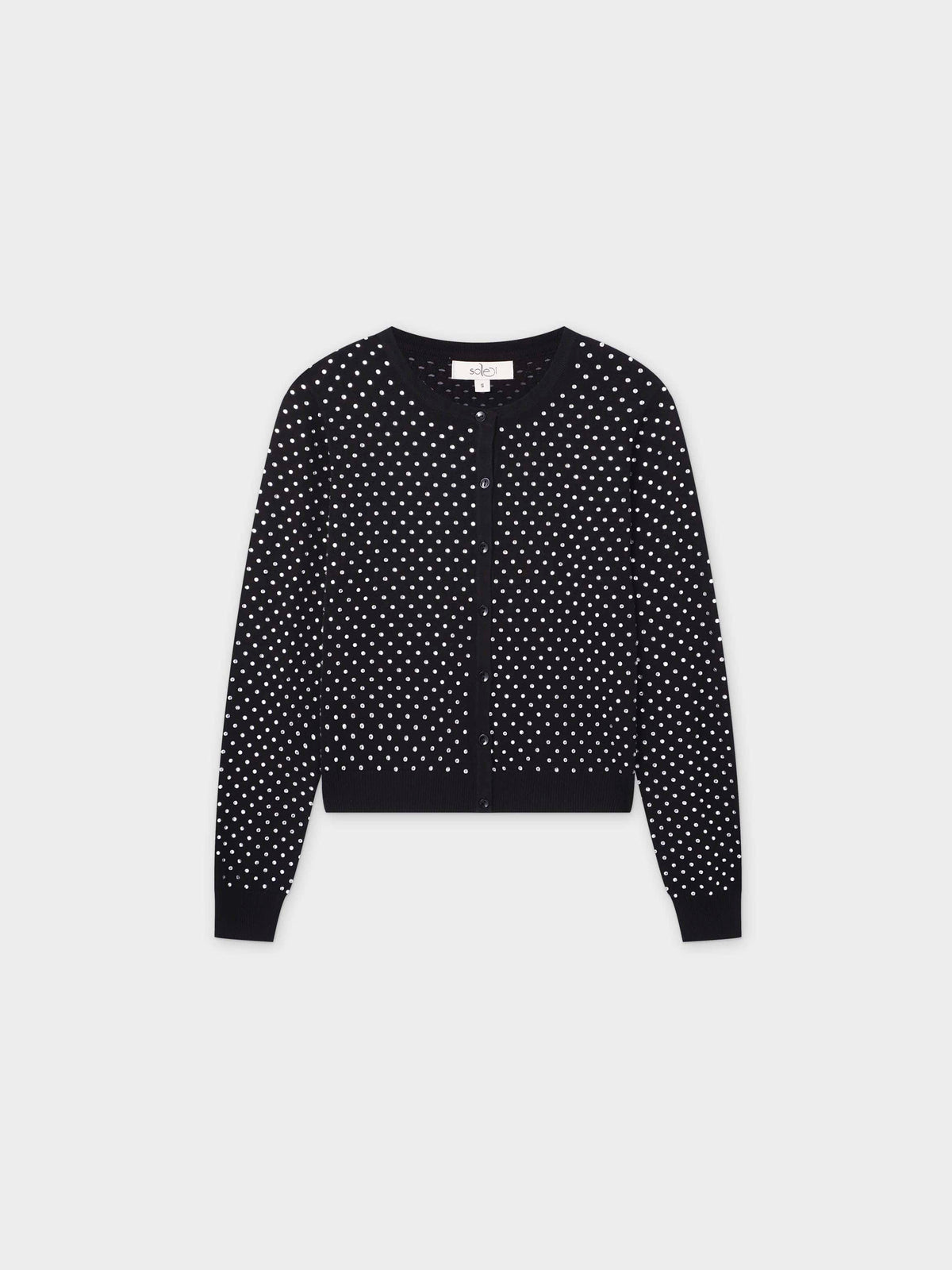 Open Knit Diamond Crew Cardigan-Silver-0