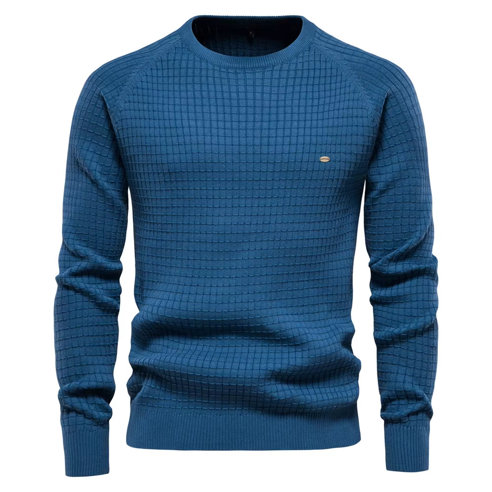 Cotton Men Sweaters Soild Color O-Neck High Quality Mesh Pullovers Male New Winter Autumn Basic Sweaters for Men