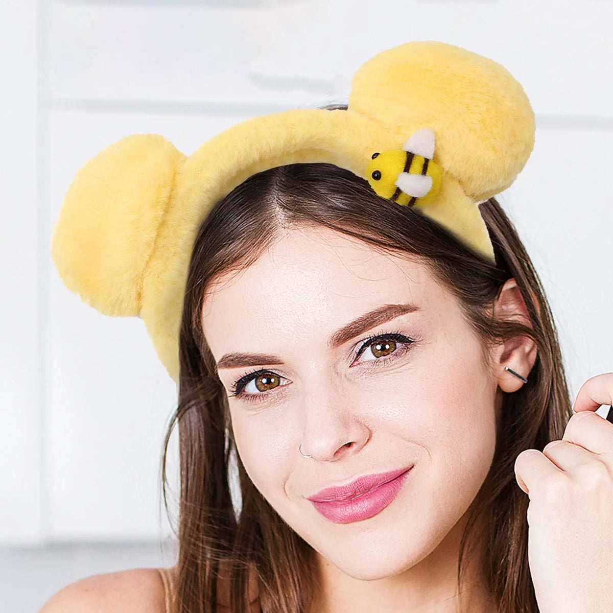 Yellow Bear Ear Plush Headband Soft Plush Hair Hoop Lovely Animal Headbands Cosplay Hoops Fashion Hair Accessories