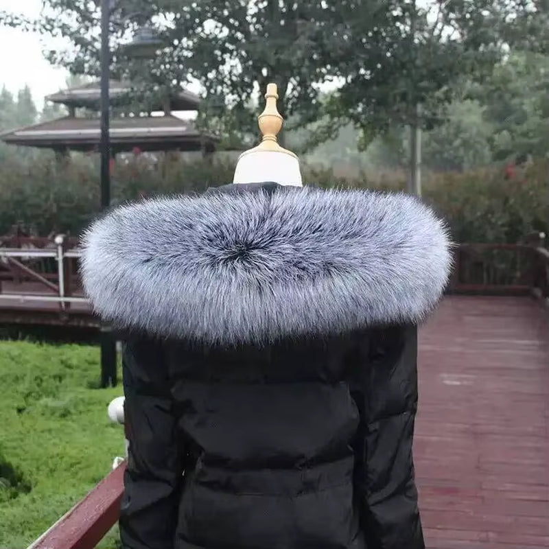 Fluffy Fur Collar Natural Real Fox Fur Collar Ladies down Jacket Hat Strips Hood Trim Women Genuine Fur Scarf Men Coat Collar