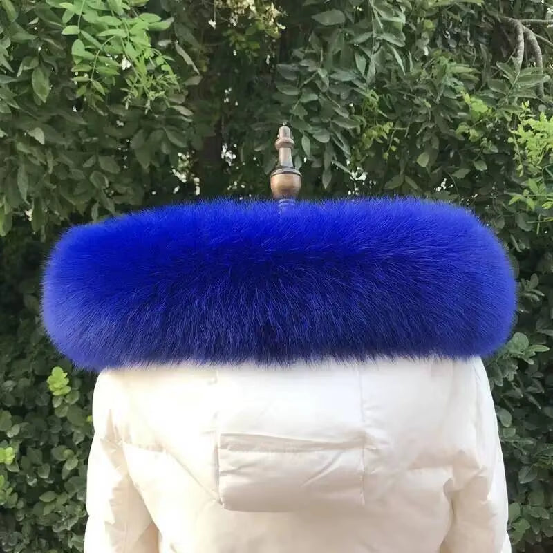 Fluffy Fur Collar Natural Real Fox Fur Collar Ladies down Jacket Hat Strips Hood Trim Women Genuine Fur Scarf Men Coat Collar