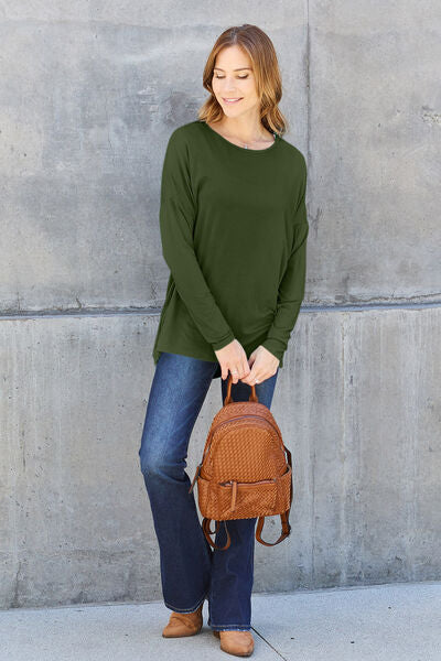 Basic Bae Full Size Round Neck Dropped Shoulder T-Shirt-3
