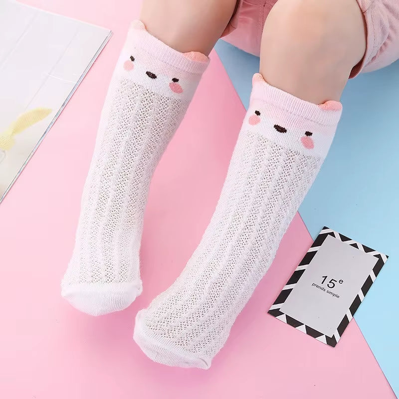 Baby Girls Knee High Socks Big Bow Spanish Style Princess Toddler Girl Summer Socks Mesh Ribbed Socks Cotton Long Tube Kids Gift