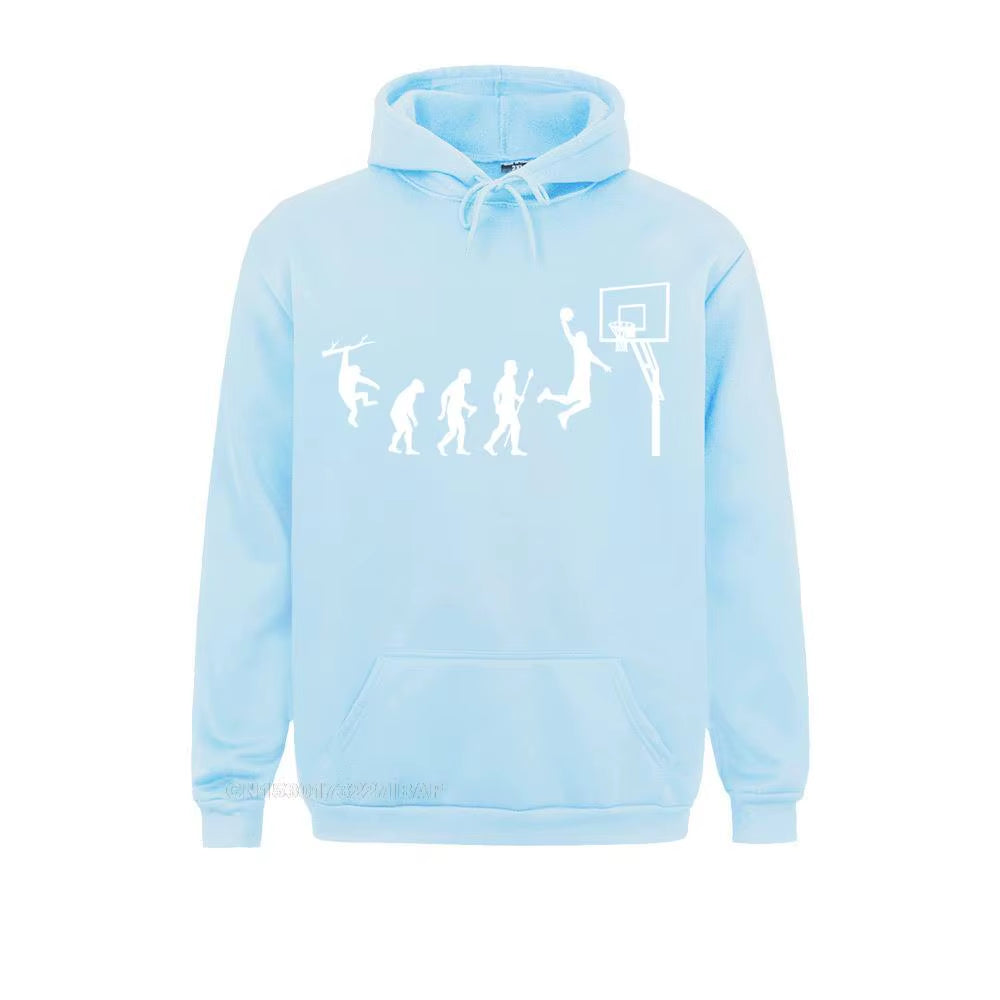 Men'S Born to Play Basketball Evolution Funny Harajuku Hoodies Funny Cotton Jacket Hoodies S Man plus Size