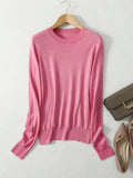 Woman Basic Sweaters Silk and Cashmere Blend O Neck Pullovers Solid Sweaters 2024 Fall Winter Bottoming Shirts
