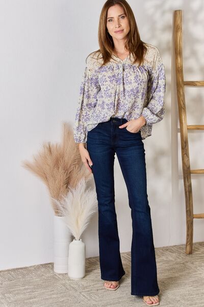 Hailey & Co Full Size Lace Detail Printed Blouse-4