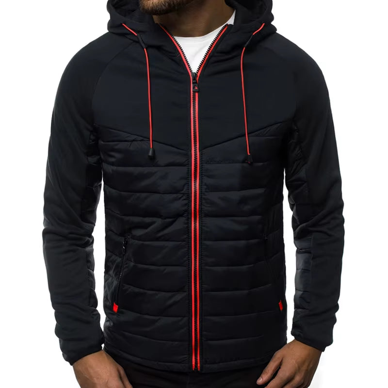 Springautumn New Hooded Jacket Men Casual Slim Patchwork Zipper Cardigan Coat Men M-4XL Longsleeve Mens Jackets Oversized Coats