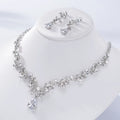 Vintage Crystal Leaf Pearls Costume Jewelry Sets Rhinestone Choker Necklace Earrings Tiara Crown Wedding Jewelry Set