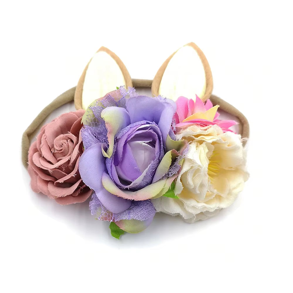 Christmas Antler Baby Girl Headbands Accessories Xmas Party Deer Ear Flower Crown Hair Band Newborn Photography Props Headwraps