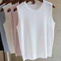 2026 Summer New Fashion Knitted Vests O-Neck Sleeveless Casual Thin Tops Sleeveless Blouse Women Shirt