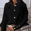 Long Sleeve 2026 Stand Collar Office Lady Tops Button up Women Blouse White Casual Woman Shirt Fashion Black Loose Shirts 10619