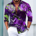 Men'S Marble Abstract Art Color-Blocking Shirt Long Sleeve Fashion Casual Vacation Dailywear Turndown 3D Print Button up Shirts