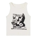 Y2K Grunge Print Sleeveless Sexy Tank Top for Women Ribbed Knit Vest Streetwear Aesthetic Clothing Female Crop Top Women 2000S