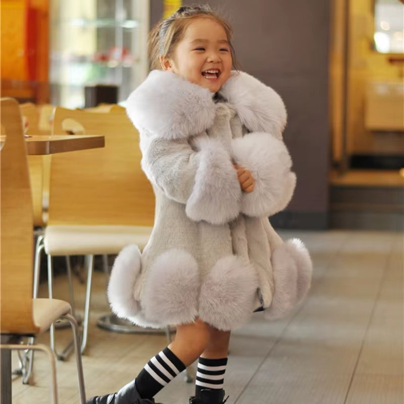Baby Kids Clothes Girls Jacket 2023 Winter Fashion Solid Faux Mink Fox Fur Coat for Teen Girl Soft Warm Children'S Clothing