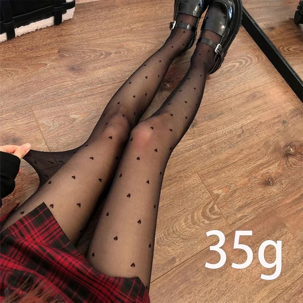 80/200G New Women Fleece Tight Sexy Heart Print Stocking Winter Warm Leggings Fashion High-Elastic Thermal Pantyhose Skin Effect