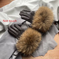 Real Raccoon Fur Gloves Women'S Genuine Leather Gloves Fox Fur Big Raccoon Fur Sheepskin Gloves Female Winter Velvet Customized