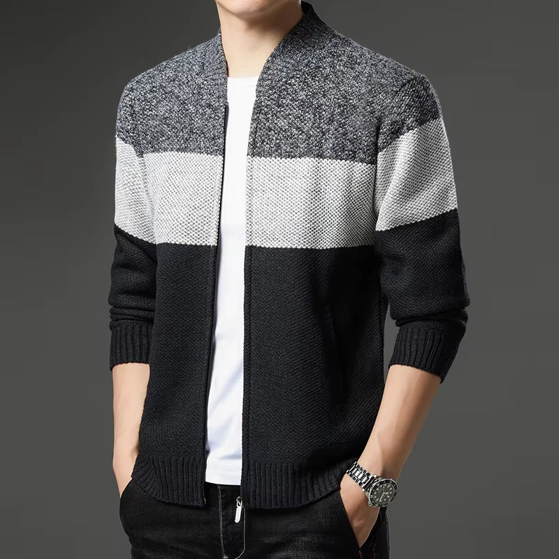 Mens Fleece Thick Cardigan Autumn Winter Knitted Sweaters Male Cardigans Slim Fit Luxury Brand Cold Sweater Coat Jacket