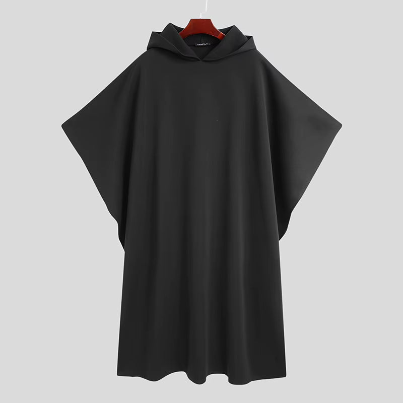 Fashion Men Cloak Coats Hooded Solid Poncho Loose 2023 Streetwear Punk Windproof Men Trench Winter Long Cape Jackets 5XL
