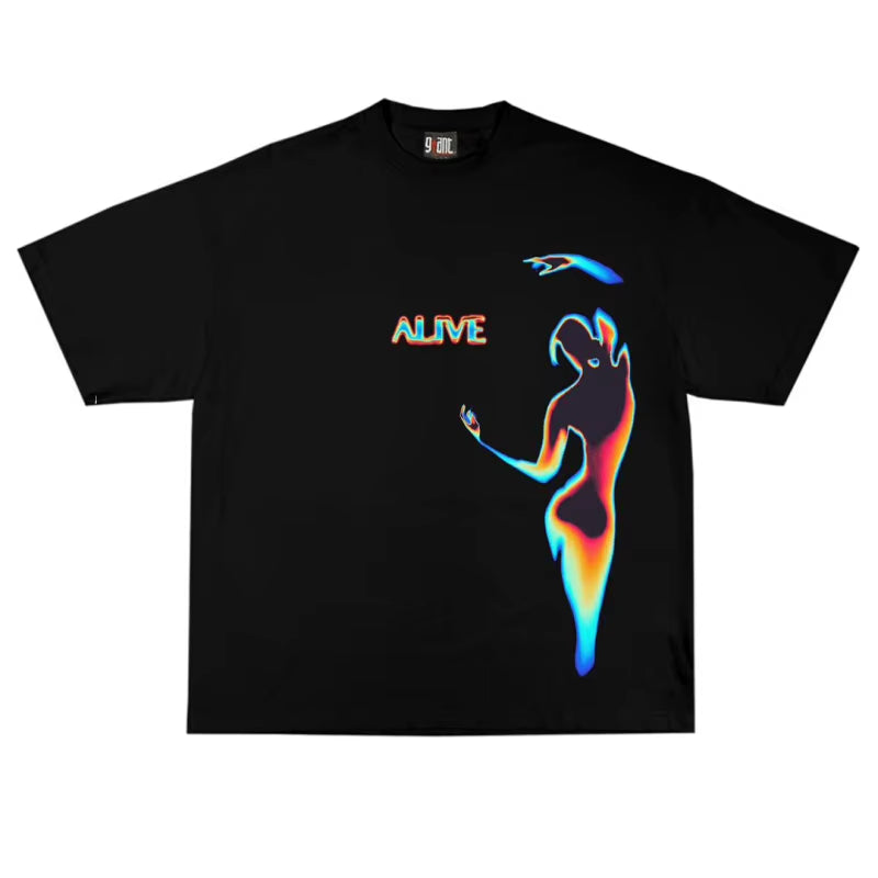 Men Tshirt Oversize Hip Hop Streetwear Graphic Short Sleeve Cotton Loose Y2K Tops Tees Black Korean Fashion Aesthetic Clothing