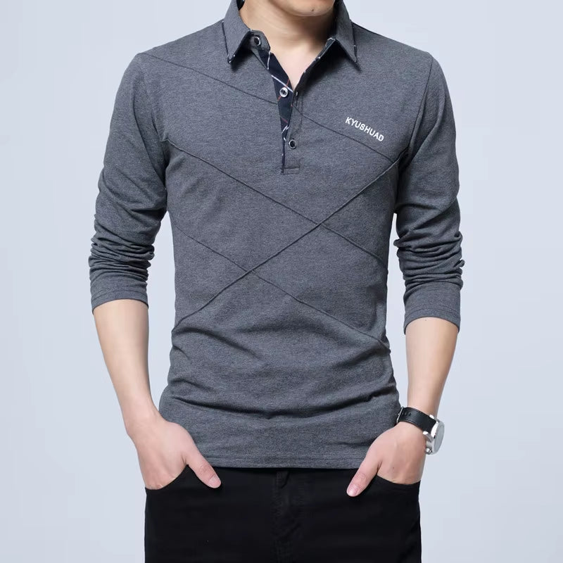 Men'S Polo Shirt Autumn Button Brand Male Long Sleeve Polo Shirt Casual Male Shirt Dress Polo Shirts plus Size 3XL 4XL 5XL