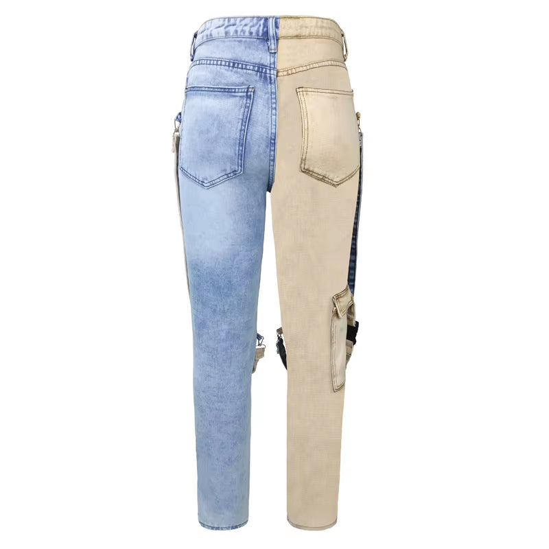 Men'S Jeans 2021 High Street Straight Overalls Men'S Oversized Hip-Hop Yellow Blue Denim Trousers Fashion Men'S Casual Jeans