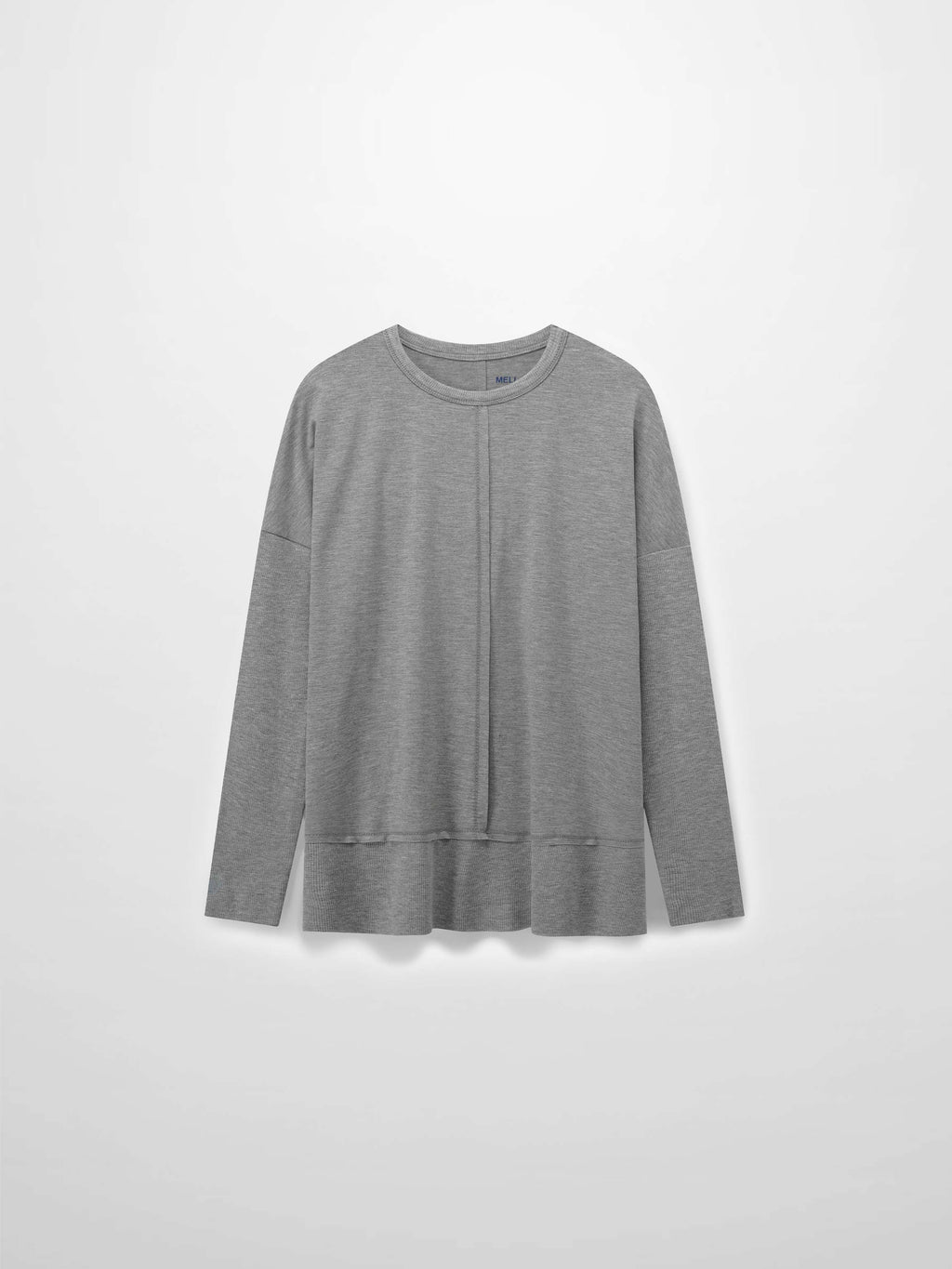 RIBBED BOTTOM T-SHIRT-HEATHERED GREY-0