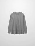 RIBBED BOTTOM T-SHIRT-HEATHERED GREY-0