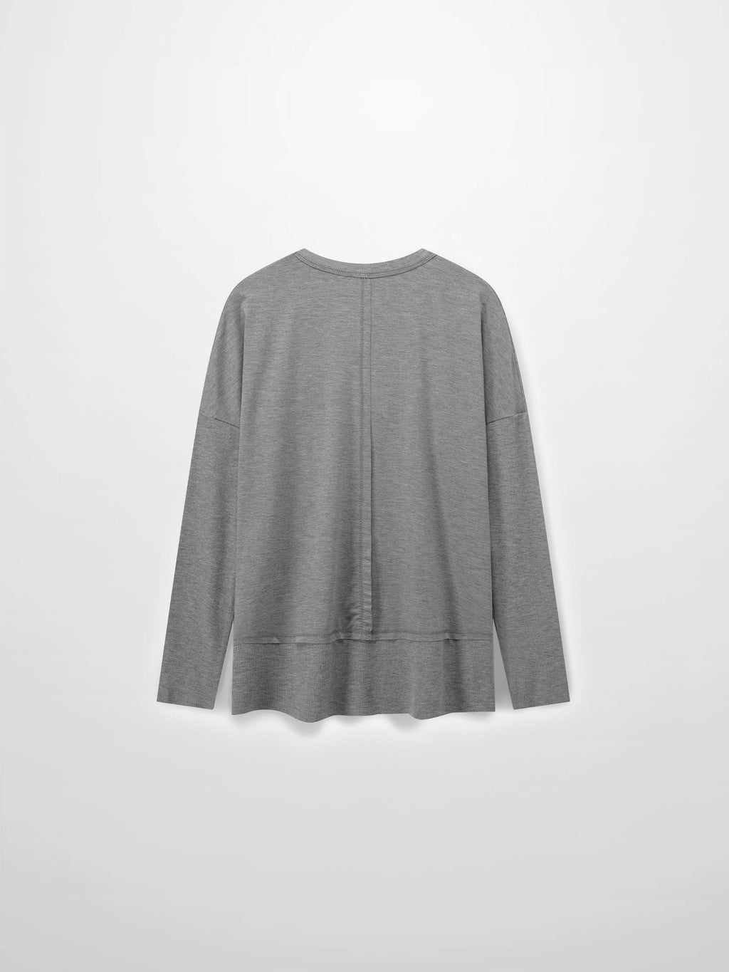 RIBBED BOTTOM T-SHIRT-HEATHERED GREY-1