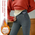 Winter Warm Leggings Women Pants Thermal Pantyhose Stockings Lined Pants Velvet Tights Pocket Leggins High Waist Wool Legging