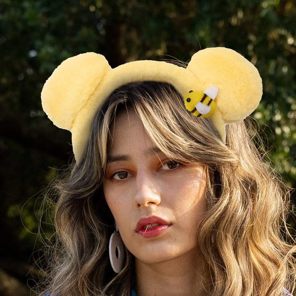 Yellow Bear Ear Plush Headband Soft Plush Hair Hoop Lovely Animal Headbands Cosplay Hoops Fashion Hair Accessories