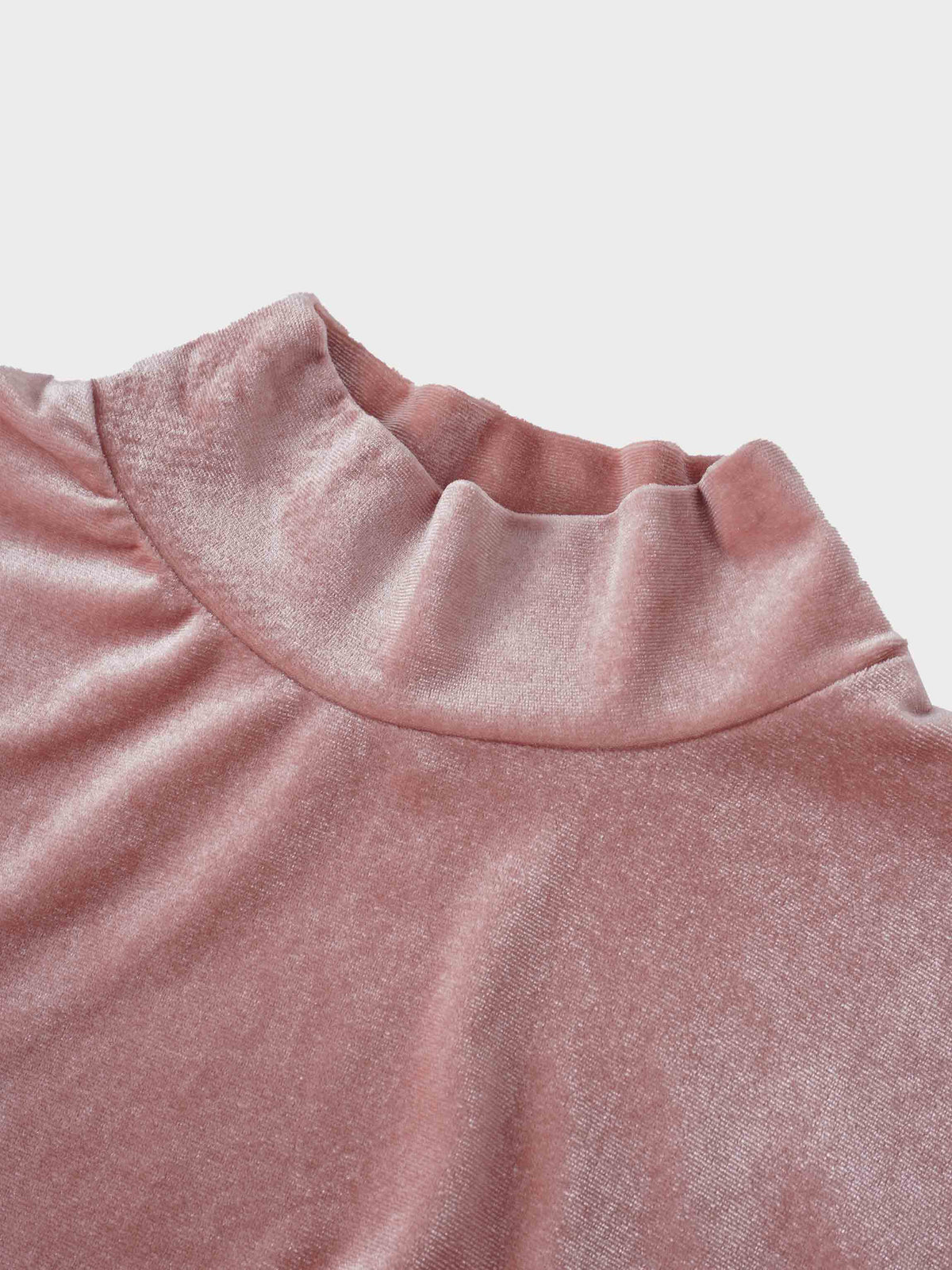 Velour Mock Neck Turtleneck-Blush-2