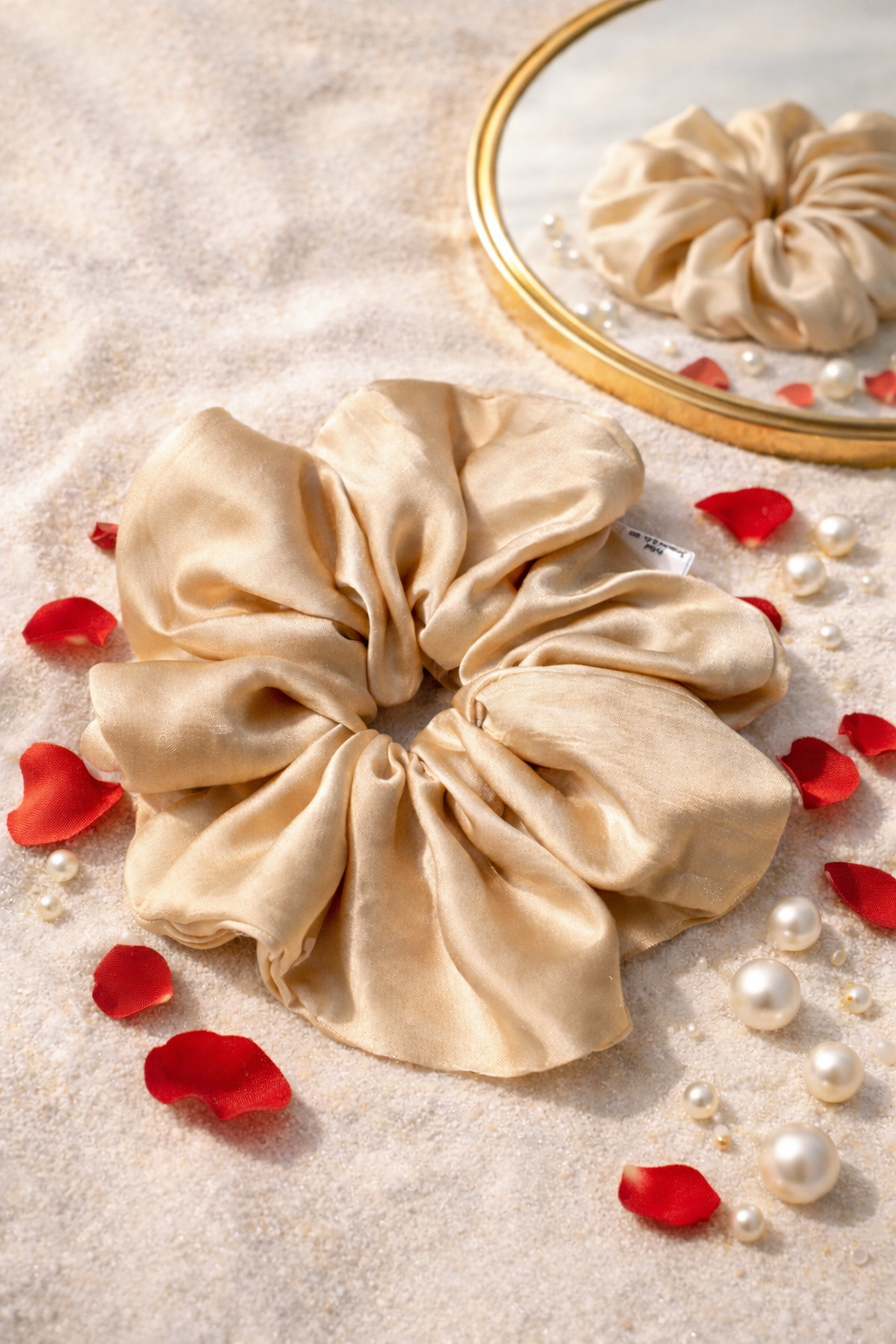 Jasmine Édition – Champagne 22MM Pure Mulberry Silk Oversized Scrunchie