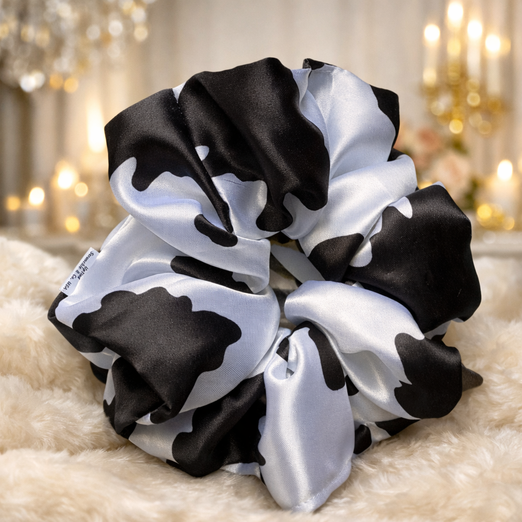 Still Moody - Oversized Black & White Satin Scrunchie (XXL)
