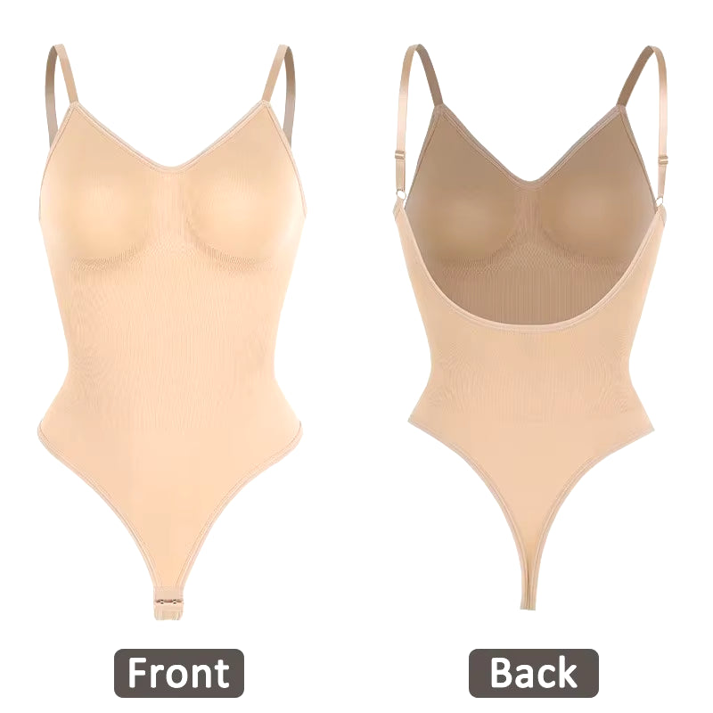 Womens Backless Bodysuits Seam-Free Shapewear Thong Butt Lifter Body Shaper Slimming Camisole Tops Tummy Control Corset