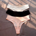3 Pcs Seamless Ladies Ribbed Cotton Thong Simple Women'S Low Waist Bikini Briefs Sports Girls Underwear plus Size