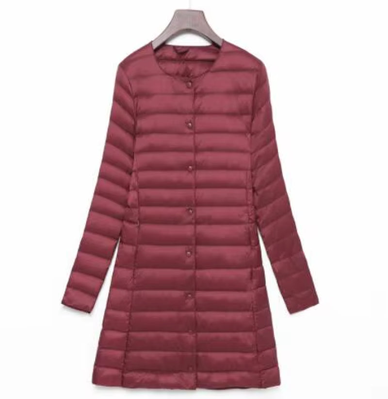 Winter Oversize Womens Duck down Jackets Ultra Light Coat Long Puffer Jacket Casual Black Autumn Parkas ED838