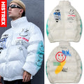 2023  Print Psychology Hurt Bear Men Parkas Jacket Coats Winter Warm Thick Fleece Jackets Man Puffer Women Quilted Parka
