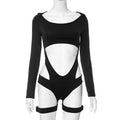 Harajuku Sexy Cut Out Gothic Bodysuits Women Long Sleeve Cyber Y2K Zip up Buckle T-Shirts Techwear Grunge Punk Tops Bodysuit