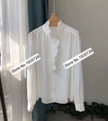 Ladies Silk 100% Hollow Out Embroidery Patchwork Long Sleeve Blouse Shirt Top