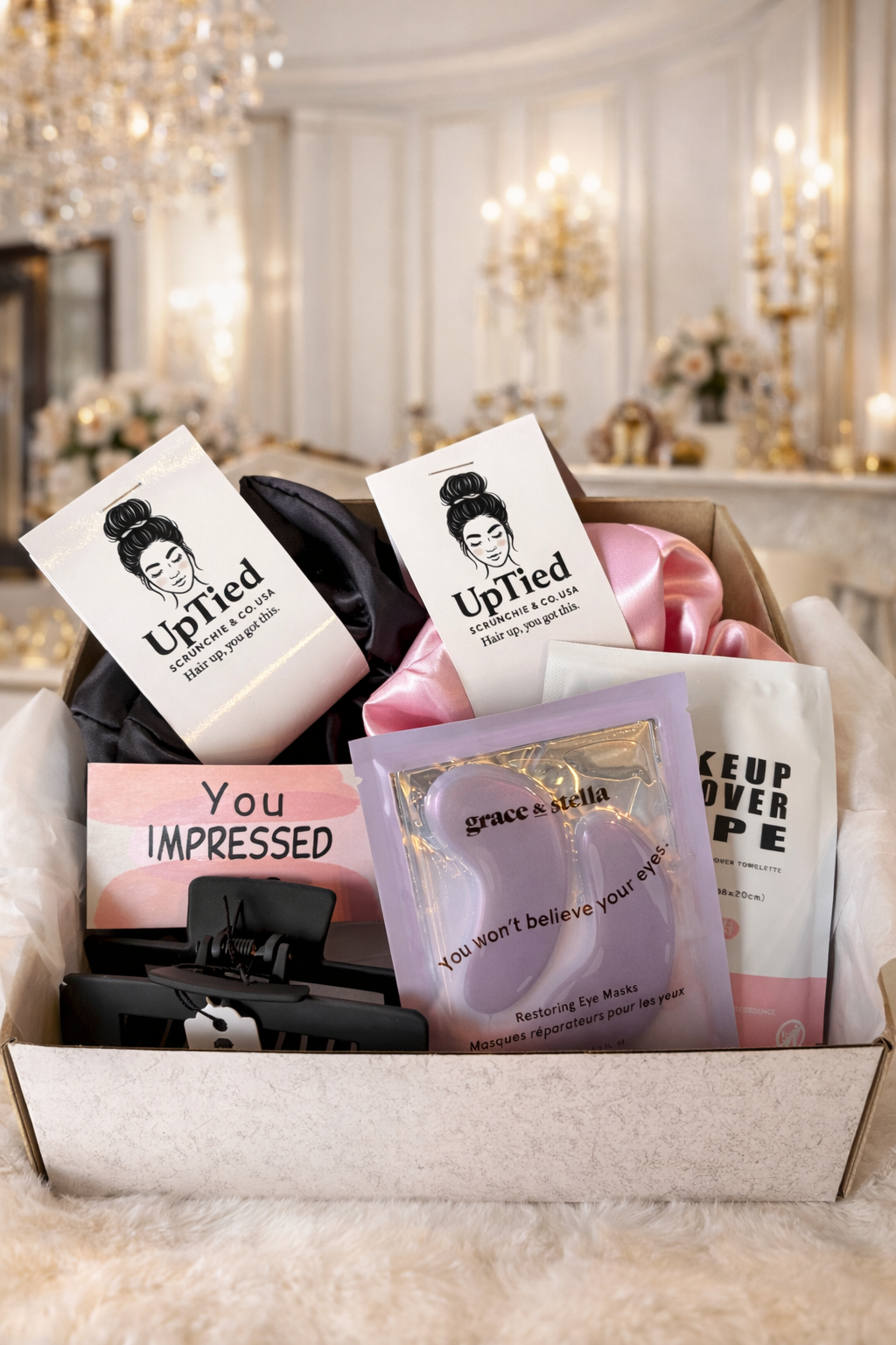 Midnight Glow Self-Care Set - Satin Scrunchies & Sleep Mask Bundle