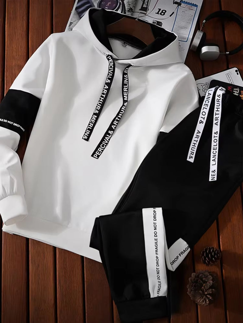 Autumn Hoodie Sets Men Tracksuit Casual Hoodies Sweatshirt+Sweatpants 2 Piece Set Male Pullover Hoody Fashion Streetwear Clothes