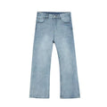 Male Japan Korea Style Vintage Denim Trousers Pant Men High Street Hip Hop Casual Hole Small Flare Jeans Pant