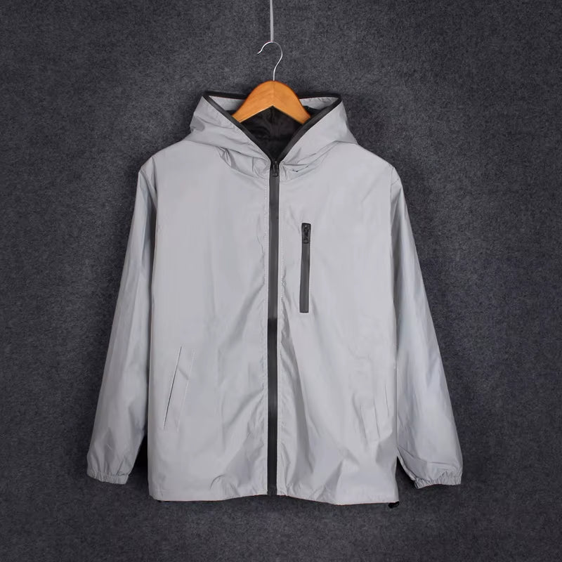New Full Reflective Jacket Men / Women Harajuku Windbreaker Jackets Hooded Hip-Hop Streetwear Night Shiny Zipper Coats Jacke