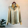 2025 Silk Korean Office Ladies Elegant Shirt Blouse Women Fashion Button up Satin Shirt Vintage White Long Sleeve Shirts Tops
