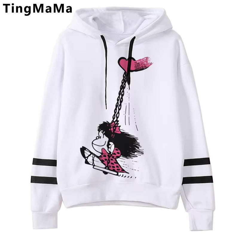 Mafalda Hoodies Female 2021 Graphic Grunge Korea Women Hoody Y2K Aesthetic