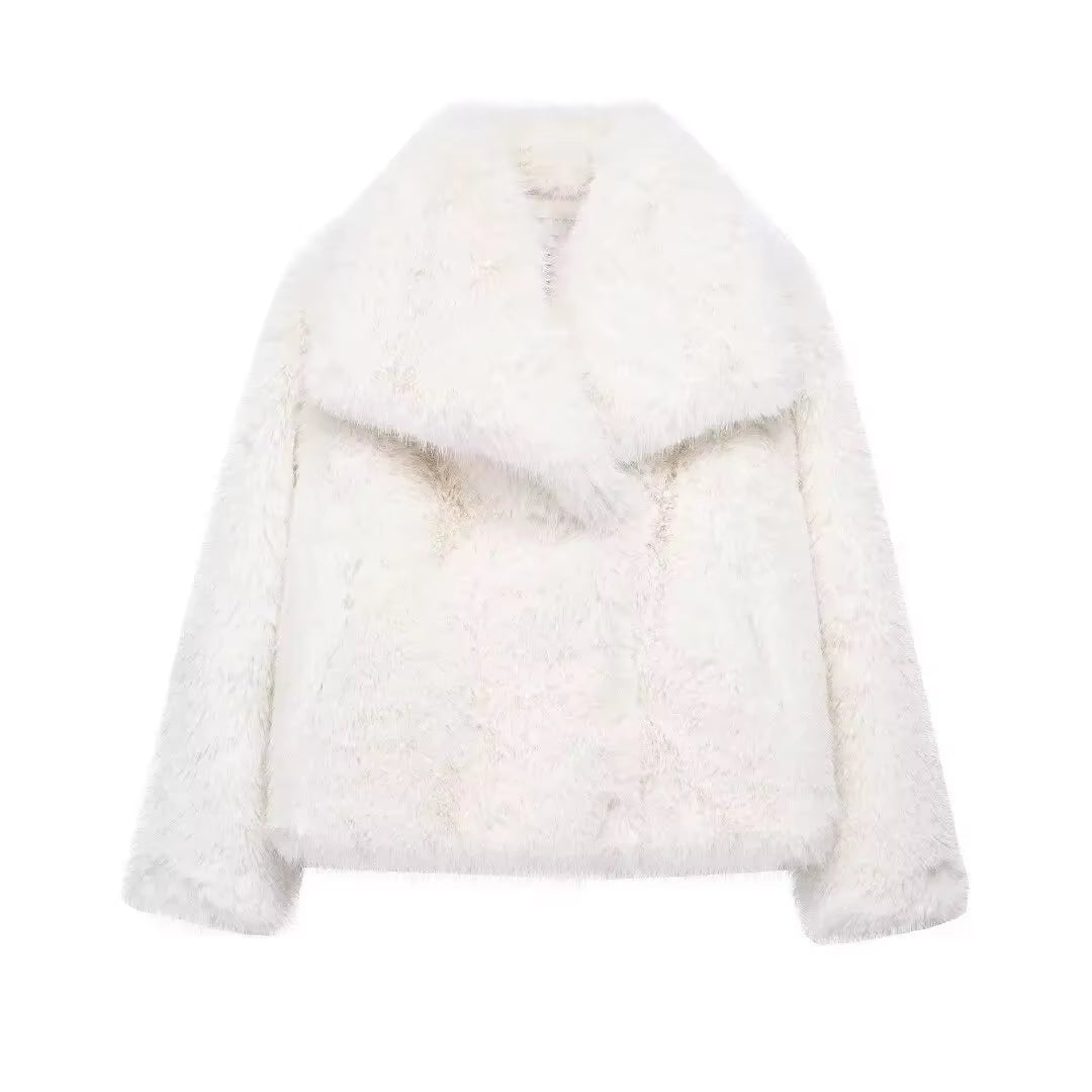 Winter Faux Fur Coat 2024 Woman New in Coats Autumn Fur Plush Fluffy Jacket Warm Red Gray Black White Fur Coat Outerwears